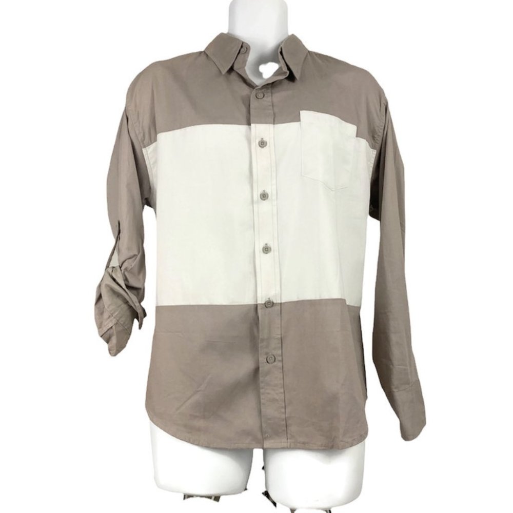 Ditch Plains Men's Colorblock Button Up 100%Cotton Long Sleeve Size Medi…